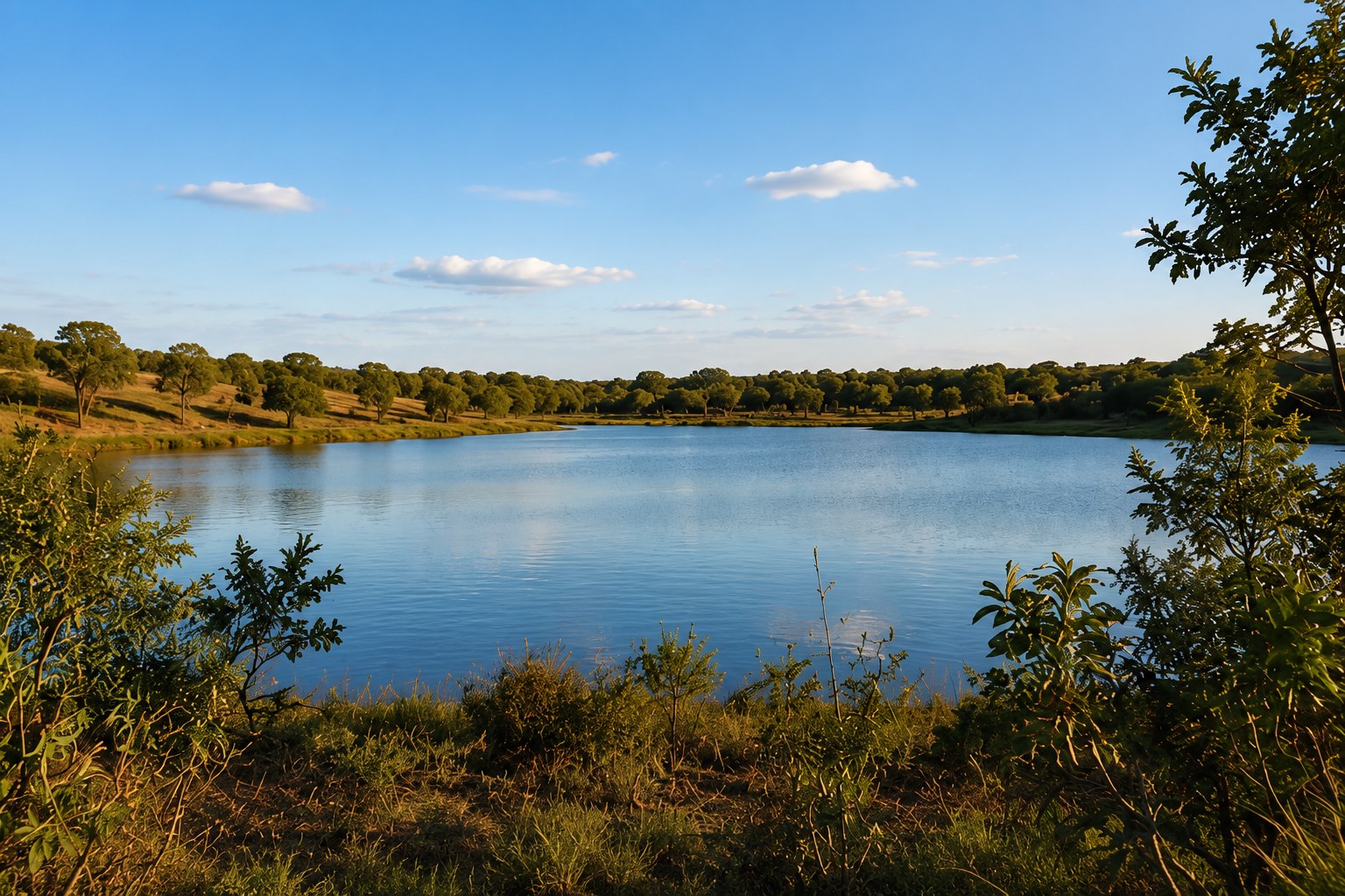 Vista da lagoa do condomínio